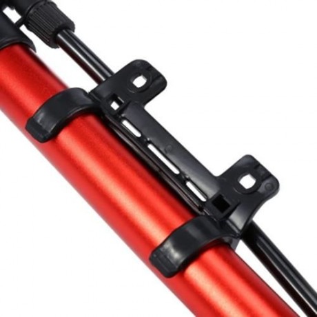 PORTABLE ALUMINUM BICYCLE BALL TIRE HAND AIR PUMP HIGH PRESSURE INFLATOR (RED)