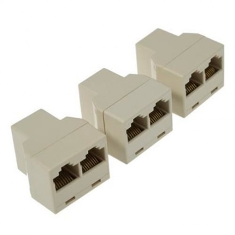 3PCS / PACK RJ45 CAT5 ETHERNET CABLE LAN PORT 1 TO 2 SOCKET SPLITTER CONNECTOR (YELLOW)