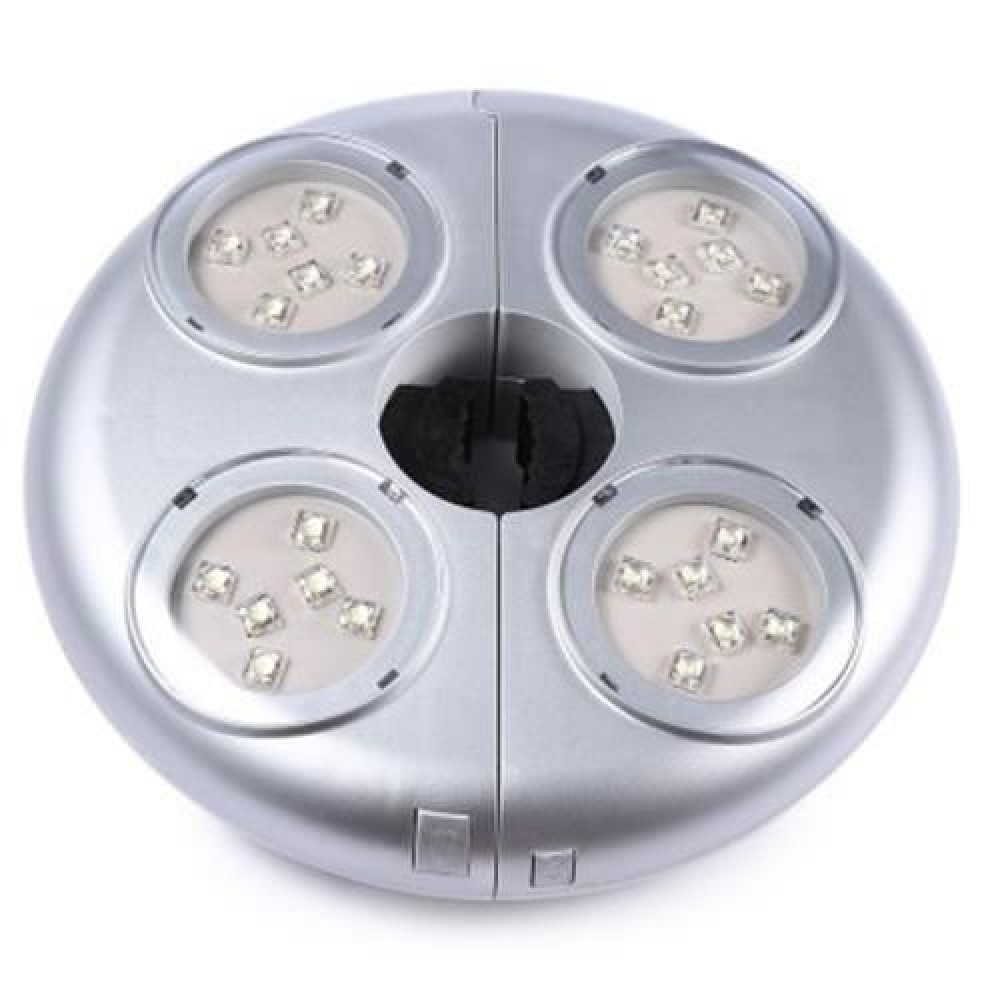 24 LEDS ADJUSTABLE OUTDOOR PATIO UMBRELLA POLE LIGHT (SILVER)