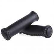2PCS BIKE SOFT LEATHER HANDMADE HANDLEBAR GRIP BICYCLE ACCESSORIES (BLACK)