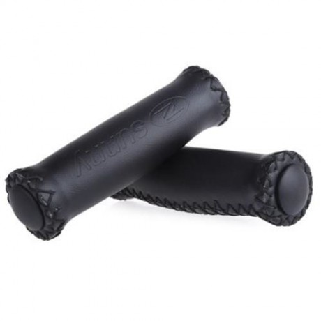 2PCS BIKE SOFT LEATHER HANDMADE HANDLEBAR GRIP BICYCLE ACCESSORIES (BLACK)