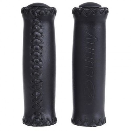 2PCS BIKE SOFT LEATHER HANDMADE HANDLEBAR GRIP BICYCLE ACCESSORIES (BLACK)