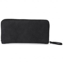 GUAPABIEN BOWKNOT EMBELLISHMENT LICHEE PATTERN HORIZONTAL ZIPPER WALLET FOR LADY (BLACK)