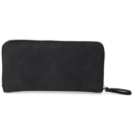 GUAPABIEN BOWKNOT EMBELLISHMENT LICHEE PATTERN HORIZONTAL ZIPPER WALLET FOR LADY (BLACK)