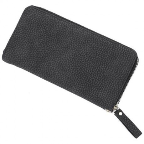 GUAPABIEN BOWKNOT EMBELLISHMENT LICHEE PATTERN HORIZONTAL ZIPPER WALLET FOR LADY (BLACK)