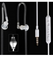 EXQUISITE SPIRAL AGENT STYLE ANTI-RADIATION EARPHONE WITH SINGLE CABLE 3.5MM PLUG (WHITE)