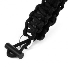 EDC GEAR OUTDOOR CAMPING SURVIVAL BRACELET WITH GEAR KITS SCRAPER FLINT FIRE STARTER (BLAC