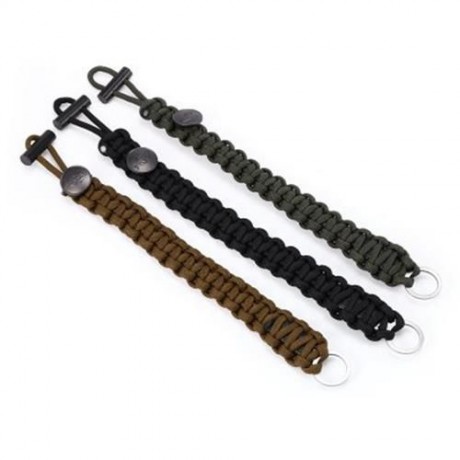 EDC GEAR OUTDOOR CAMPING SURVIVAL BRACELET WITH GEAR KITS SCRAPER FLINT FIRE STARTER (BLAC