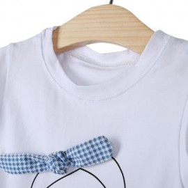 2PCS CUTE CLOTHING SET ROUND COLLAR T-SHIRT APPLIQUE SHORT SKIRT FOR GIRLS (WHITE)