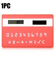 1PC MINI SLIM CREDIT CARD PATTERN SOLAR POWER POCKET CALCULATOR (PINK)