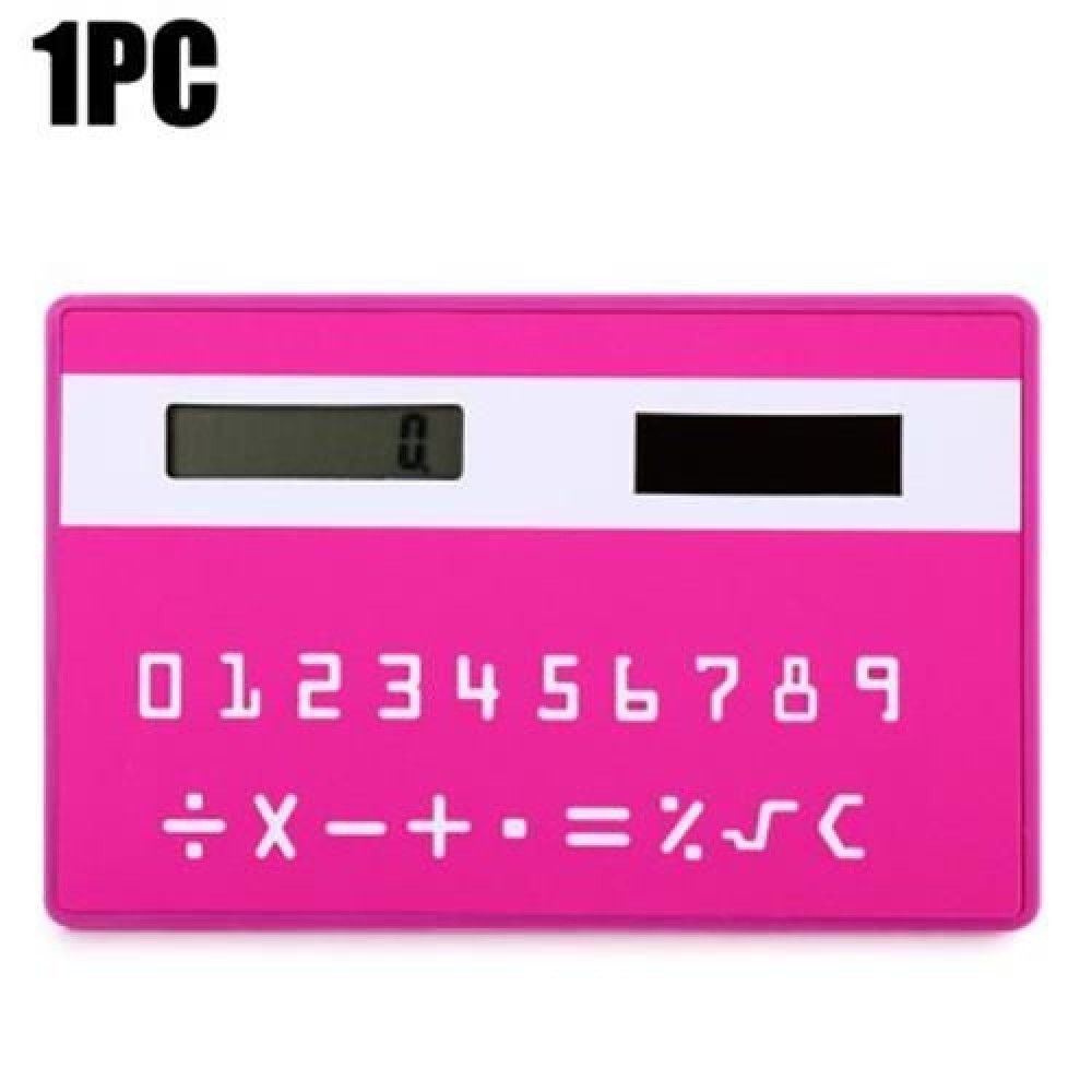 1PC MINI SLIM CREDIT CARD PATTERN SOLAR POWER POCKET CALCULATOR (ROSE)
