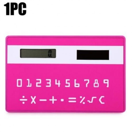 1PC MINI SLIM CREDIT CARD PATTERN SOLAR POWER POCKET CALCULATOR (ROSE)
