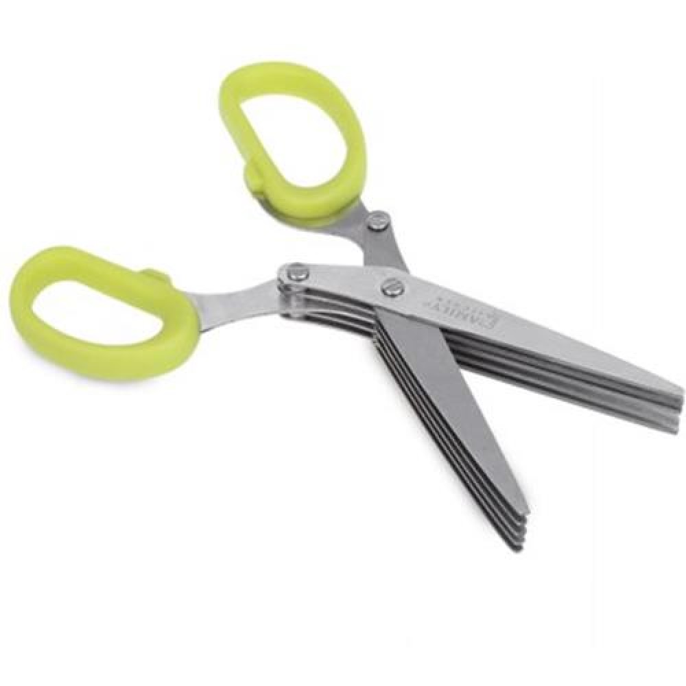 STAINLESS STEEL FRUIT VEGETABLE 5 BLADE HERB SCISSORS KITCHEN TOOL WITH CLEANING COMB (GRE STAINLESS STEEL FRUIT VEGETABLE 5 BLADE HERB SCISSORS KITCHEN TOOL WITH CLEANING COMB (GRE