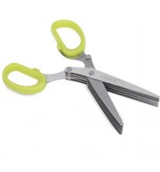 STAINLESS STEEL FRUIT VEGETABLE 5 BLADE HERB SCISSORS KITCHEN TOOL WITH CLEANING COMB (GRE