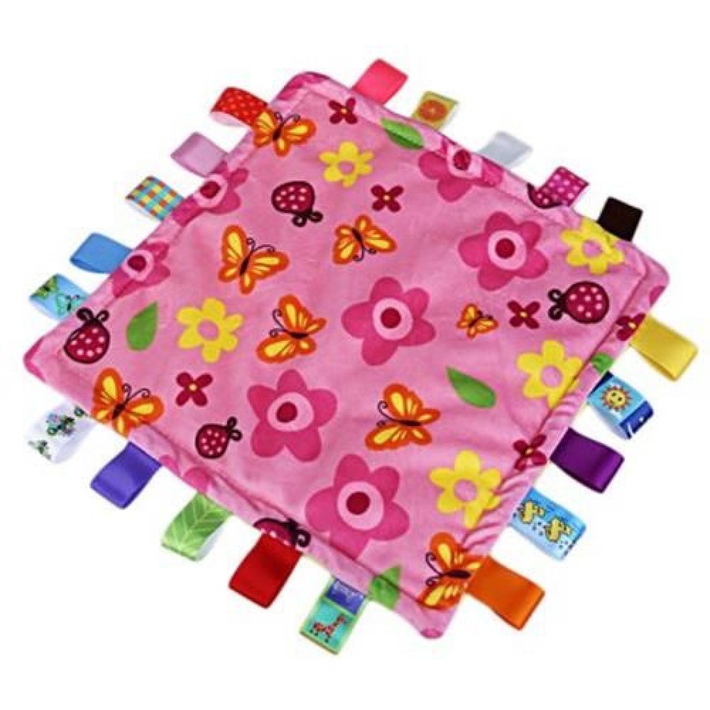 COLORFUL BABIES APPEASE SQUARE SOFT TOWEL TOY ENHANCE WRIST FORCE (FLOWER)
