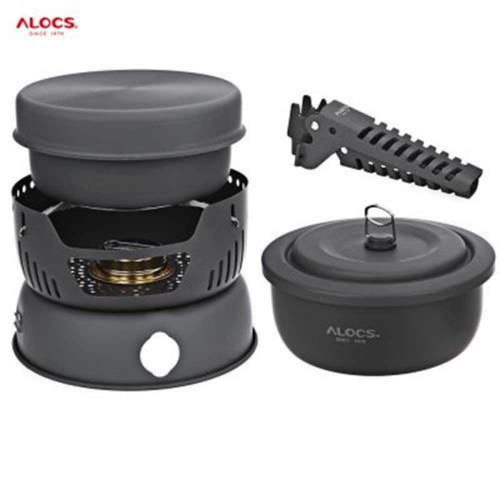 ALOCS CW - C05 PORTABLE 2 - 4 PERSON 10PCS CAMPING COOK SET FOR OUTDOOR HIKING PICNIC (BLA ALOCS CW - C05 PORTABLE 2 - 4 PERSON 10PCS CAMPING COOK SET FOR OUTDOOR HIKING PICNIC (BLA