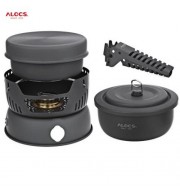 ALOCS CW - C05 PORTABLE 2 - 4 PERSON 10PCS CAMPING COOK SET FOR OUTDOOR HIKING PICNIC (BLA