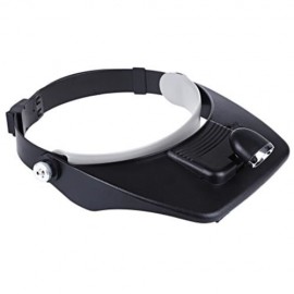 LIGHTED HEAD-WORN MAGNIFYING GLASS WITH LED LAMP 3D LENS (BLACK)