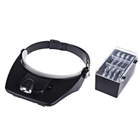 LIGHTED HEAD-WORN MAGNIFYING GLASS WITH LED LAMP 3D LENS (BLACK)