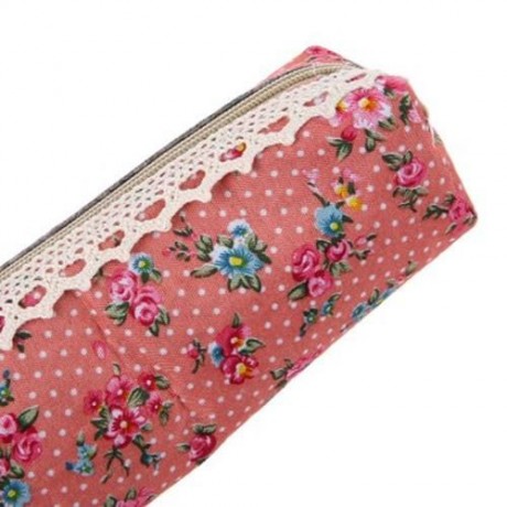 PORTABLE SIMPLE CUTE FRESH ELEGANT CANVAS FLOWER PEN BAG (#1)