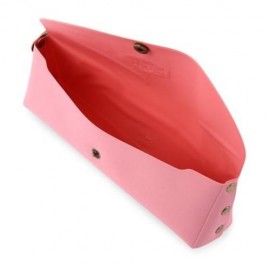 PORTABLE SIMPLE LONG PATTERN CUTE PEN BAG (PINK)