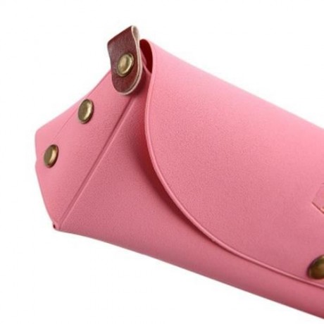 PORTABLE SIMPLE LONG PATTERN CUTE PEN BAG (PINK)