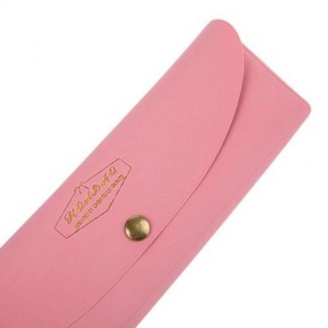 PORTABLE SIMPLE LONG PATTERN CUTE PEN BAG (PINK)