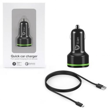 ITIAN K5 FAST CHARGE CAR CHARGER ADAPTER WITH QUALCOMM QUICK CHARGE 2.0 COMPACT (BLACK)