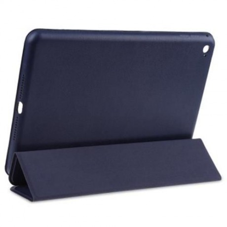 PU LEATHER SMART ULTRA THIN STAND COVER PC BACK CASE FOR IPAD MINI 4 (DEEP BLUE)