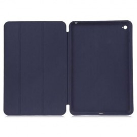 PU LEATHER SMART ULTRA THIN STAND COVER PC BACK CASE FOR IPAD MINI 4 (DEEP BLUE)