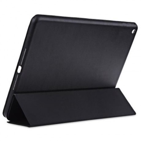 PU LEATHER SMART ULTRA THIN STAND COVER PC BACK CASE FOR IPAD AIR 2 (BLACK)