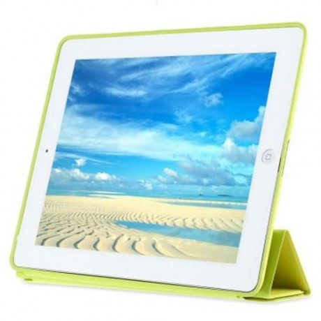 PU LEATHER SMART ULTRA THIN STAND COVER PC BACK CASE FOR IPAD 2 / 3 / 4 (LEMON YELLOW)