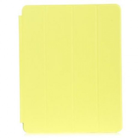 PU LEATHER SMART ULTRA THIN STAND COVER PC BACK CASE FOR IPAD 2 / 3 / 4 (LEMON YELLOW)