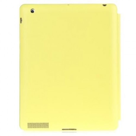 PU LEATHER SMART ULTRA THIN STAND COVER PC BACK CASE FOR IPAD 2 / 3 / 4 (LEMON YELLOW)