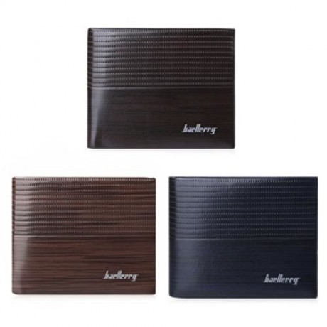 STRIPE PATTERN LETTER EMBELLISHMENT OPEN HORIZONTAL WALLET FOR MEN (LIGHT COFFEE)