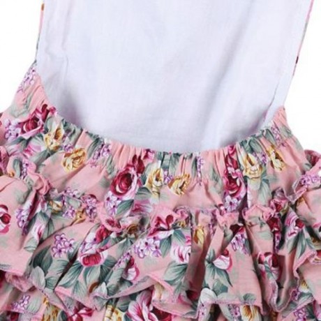 SWEET RUFFLED FLOWER BABIES BACKLESS ROMPERS WITH HEADBAND (PINK)