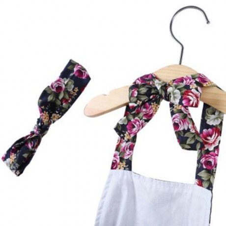 SWEET RUFFLED FLOWER BABIES BACKLESS ROMPERS WITH HEADBAND (PURPLISH BLUE)