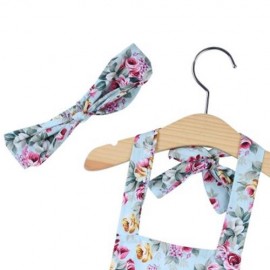 SWEET RUFFLED FLOWER BABIES BACKLESS ROMPERS WITH HEADBAND (LIGHT BLUE)