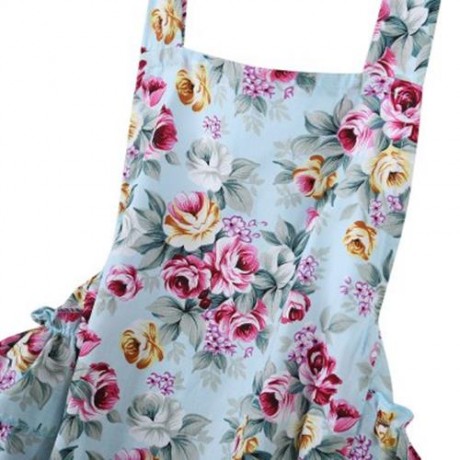 SWEET RUFFLED FLOWER BABIES BACKLESS ROMPERS WITH HEADBAND (LIGHT BLUE)