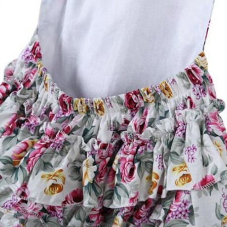 SWEET RUFFLED FLOWER BABIES BACKLESS ROMPERS WITH HEADBAND (WHITE)