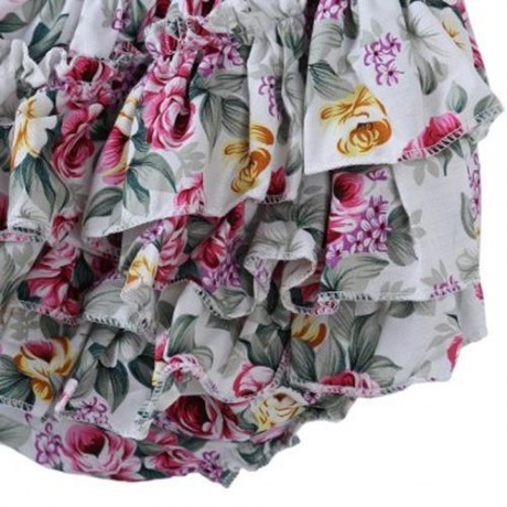 SWEET RUFFLED FLOWER BABIES BACKLESS ROMPERS WITH HEADBAND (WHITE)