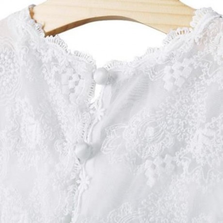 FLOWER EMBROIDERY  CHILDREN SLEEVELESS PRINCESS GOWN FOR DANCE SHOW (WHITE)