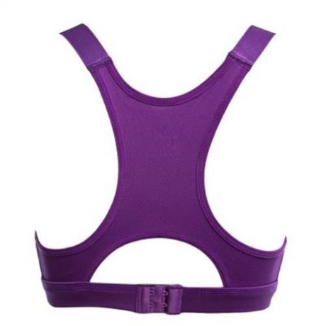WOMEN BREATHABLE ADJUSTABLE ELASTIC SOLID COLOR WIRELESS YOGA SPORT VEST BRA (PURPLE)