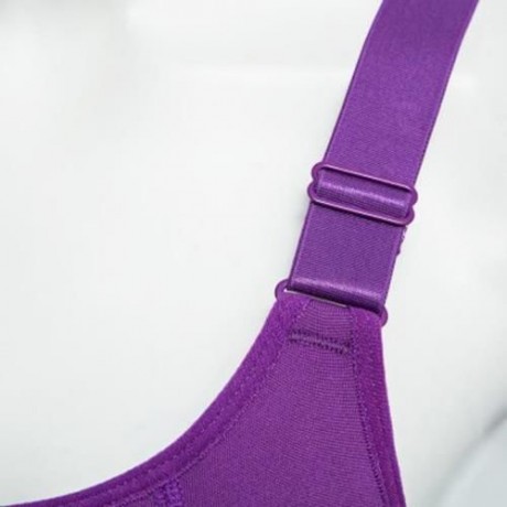 WOMEN BREATHABLE ADJUSTABLE ELASTIC SOLID COLOR WIRELESS YOGA SPORT VEST BRA (PURPLE)