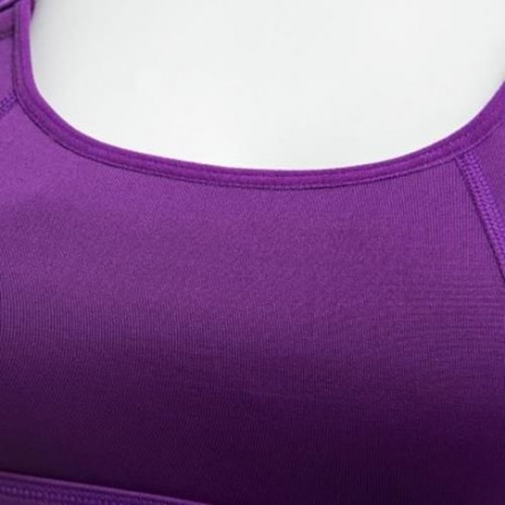 WOMEN BREATHABLE ADJUSTABLE ELASTIC SOLID COLOR WIRELESS YOGA SPORT VEST BRA (PURPLE)