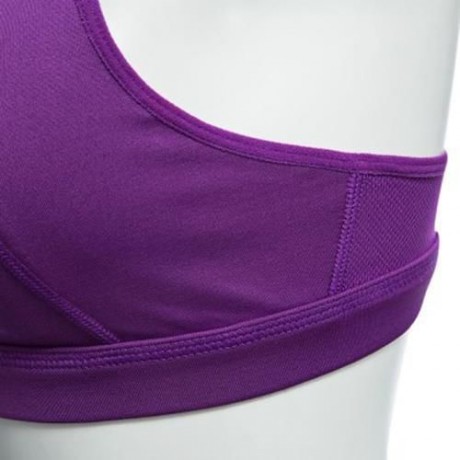 WOMEN BREATHABLE ADJUSTABLE ELASTIC SOLID COLOR WIRELESS YOGA SPORT VEST BRA (PURPLE)
