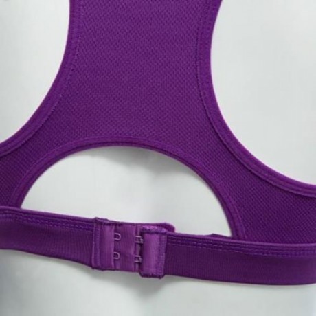 WOMEN BREATHABLE ADJUSTABLE ELASTIC SOLID COLOR WIRELESS YOGA SPORT VEST BRA (PURPLE)