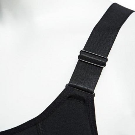 WOMEN BREATHABLE ADJUSTABLE ELASTIC SOLID COLOR WIRELESS YOGA SPORT VEST BRA (BLACK)