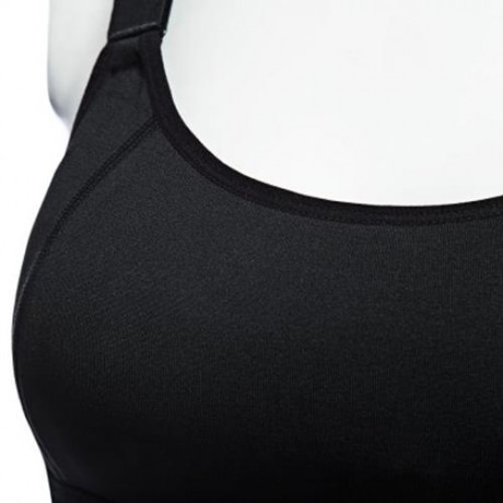 WOMEN BREATHABLE ADJUSTABLE ELASTIC SOLID COLOR WIRELESS YOGA SPORT VEST BRA (BLACK)