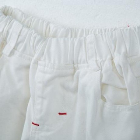 2PCS CASUAL TURN DOWN COLLAR SHORT SLEEVE T-SHIRT WITH HOLE HALF PANTS FOR BOYS (WHITE AND